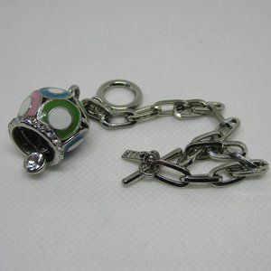 enamel bell charm chain bracelet